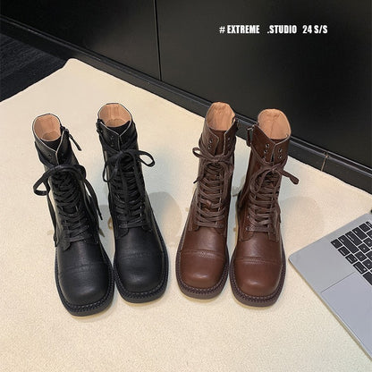 【シューズ】春 秋 冬 サイドジップ ラウンドトゥ バイカーブーツ 【JZシリーズ】