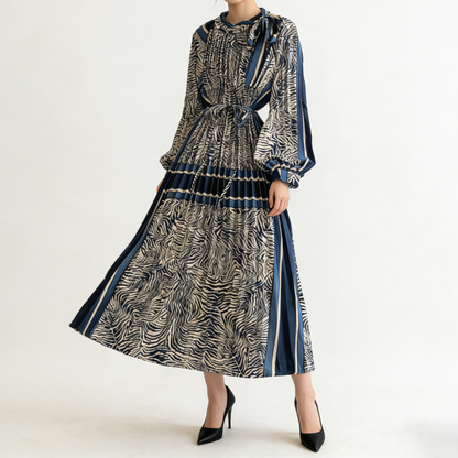 【ワンピース】【1枚で主役級】フレンチ・レトロ・マキシ長袖ワンピース ✨ 着痩せ叶う、大人の花柄【SHシリーズ】