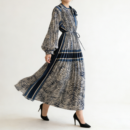 【ワンピース】【1枚で主役級】フレンチ・レトロ・マキシ長袖ワンピース ✨ 着痩せ叶う、大人の花柄【SHシリーズ】
