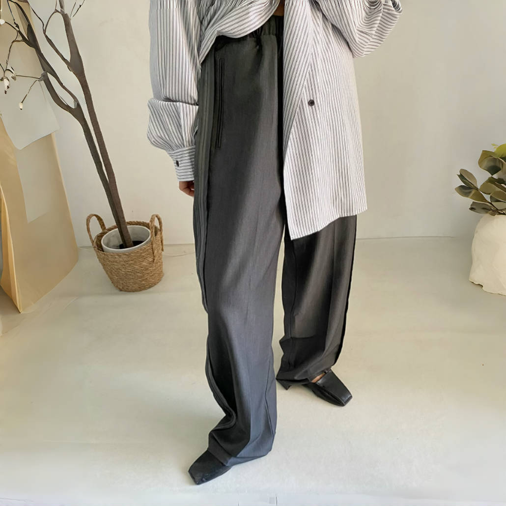 【24AW】【ボトムス】ルーズ ストレート ワイドレッグ パンツ