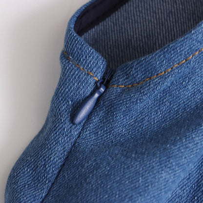 【ワンピース】夏 エレガント スクエアネック デニム ノースリーブ ワンピース 【SNシリーズ】