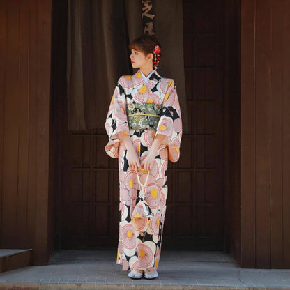 【ワンピース】夏 花火大会 黒×ピンク  ガーリー系 浴衣 【SHシリーズ】