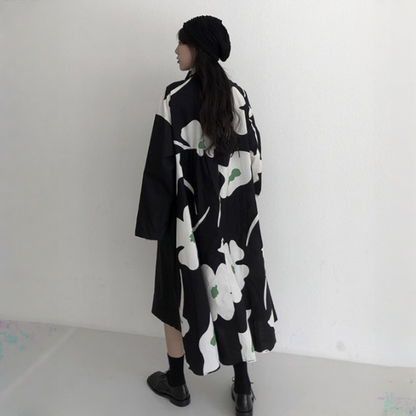 【ワンピース】春 秋 冬 デザイン感 花柄 カジュアル 長袖 ワンピース 【SHシリーズ】【AHシリーズ】