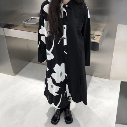 【ワンピース】春 秋 冬 デザイン感 花柄 カジュアル 長袖 ワンピース 【SHシリーズ】【AHシリーズ】