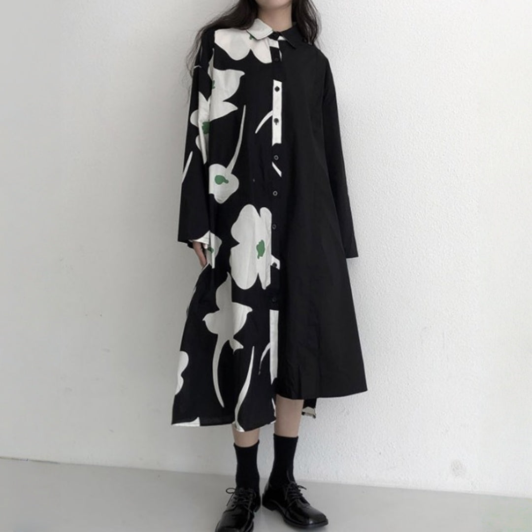 【ワンピース】春 秋 冬 デザイン感 花柄 カジュアル 長袖 ワンピース 【SHシリーズ】【AHシリーズ】