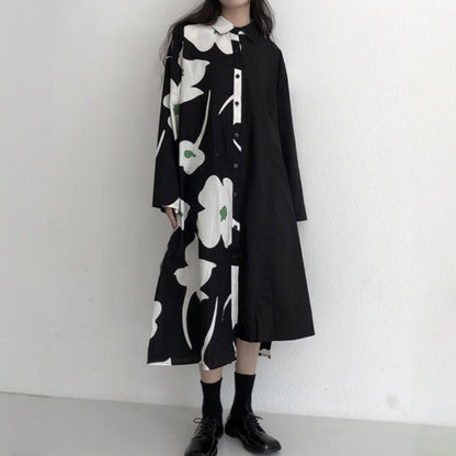 【ワンピース】春 秋 冬 デザイン感 花柄 カジュアル 長袖 ワンピース 【SHシリーズ】【AHシリーズ】