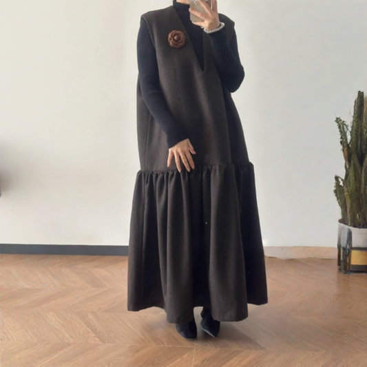 【ワンピース】レトロ ウール ウール ノースリーブワンピース 【JZシリーズ】
