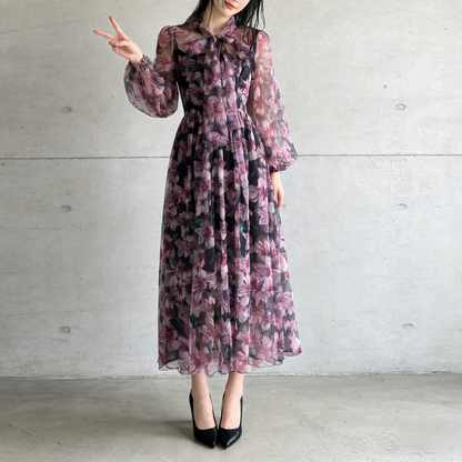 【ワンピース】エレガント 軽やか シフォン フェミニン リゾートワンピース 【SHシリーズ】