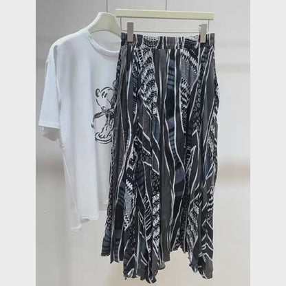 【ボトムス】春夏 ハイエンド おしゃれ プリント 高級感 ミモレ丈スカート【SHシリーズ】