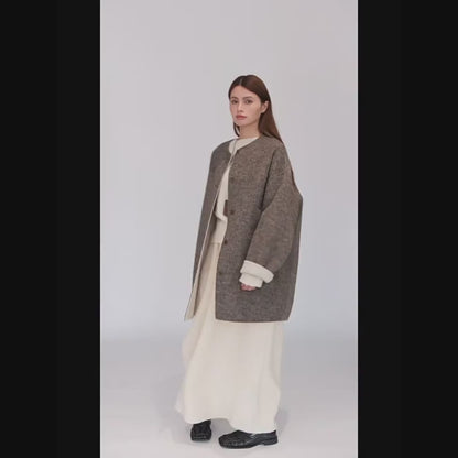 【24AW】【15～20日内発送】【アウター】ゆるリラックス エレガント ウール コート【SNシリーズ】