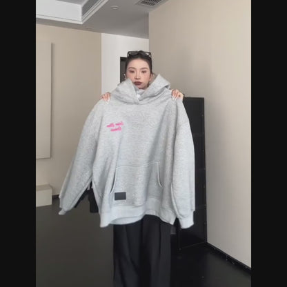 【トップス】秋冬 シンプル プリント 裏起毛 フード付き パーカー 【FCシリーズ】