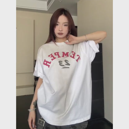 【トップス】【10～15日内発送】夏新作 アメリカンヴィンテージ風 ロゴプリント 綿100％ 半袖Tシャツ【FCシリーズ】